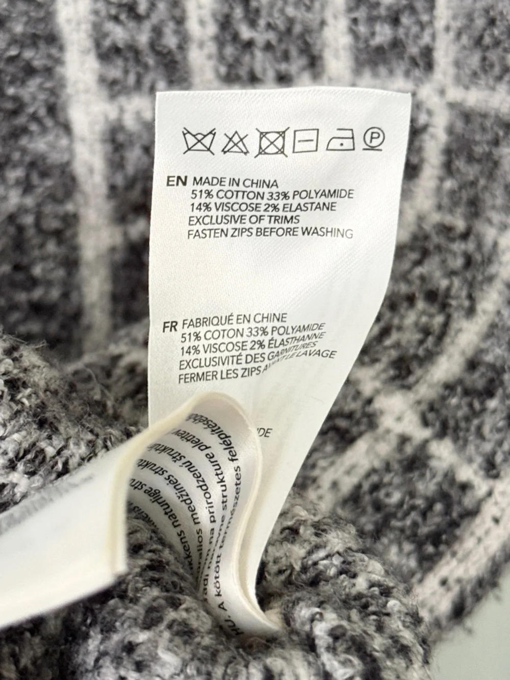 Varley Furley Half‎ Zip Knit Sweater Plaid Grey White Women’s Size XS